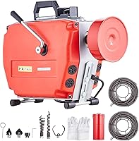 VEVOR 120FT 7/8" Electric Drain Cleaner Machine - 420W Sewer Snake Auger w/6 Cutters, Dual Steel Cables & Manual Feed for 2-6" Pipes