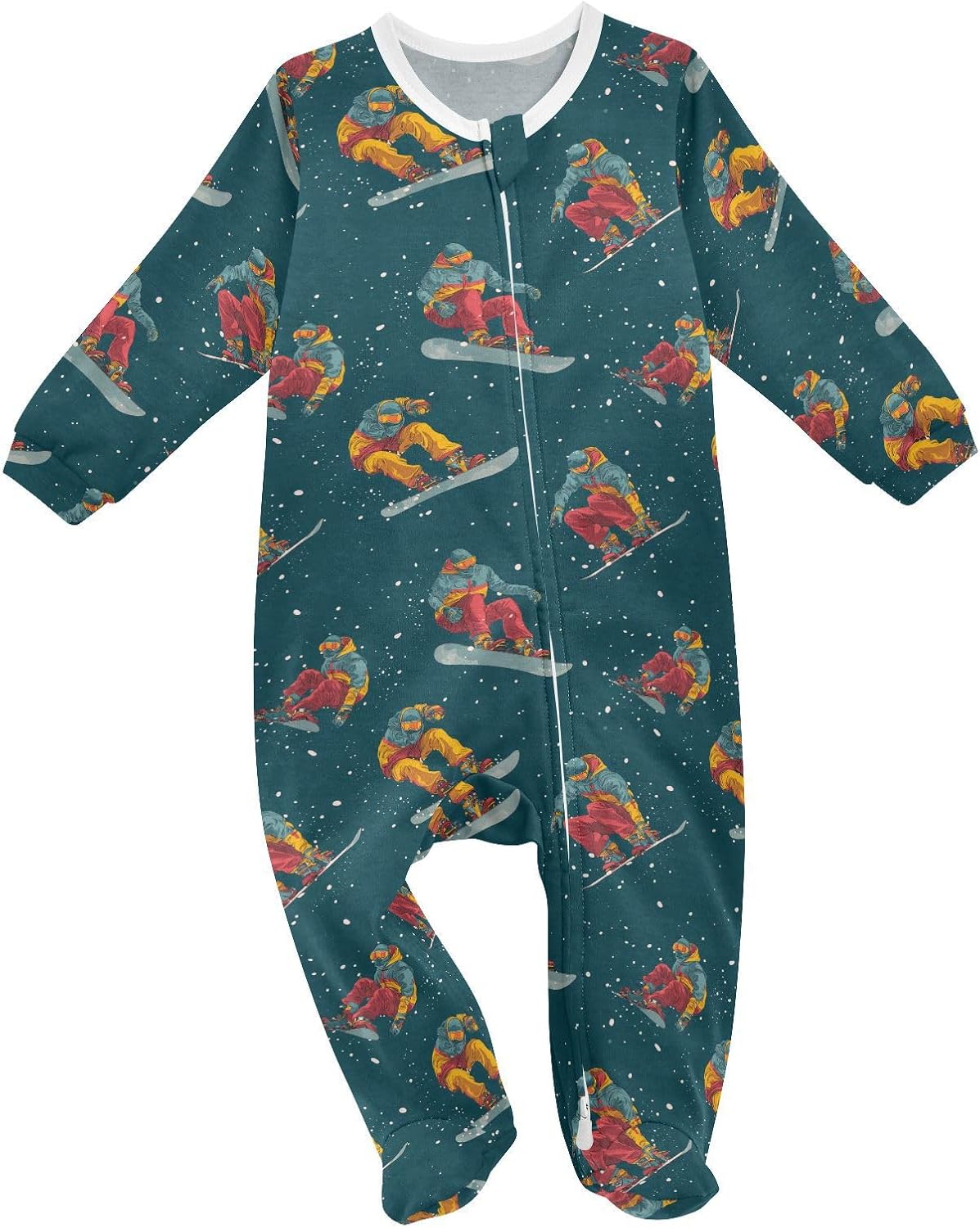 Baby One-Piece Footies Cartoon Acorns Leaves Sleeper Pjs Footed Bodysuit Rompers Zipper for Boys Girls 3M