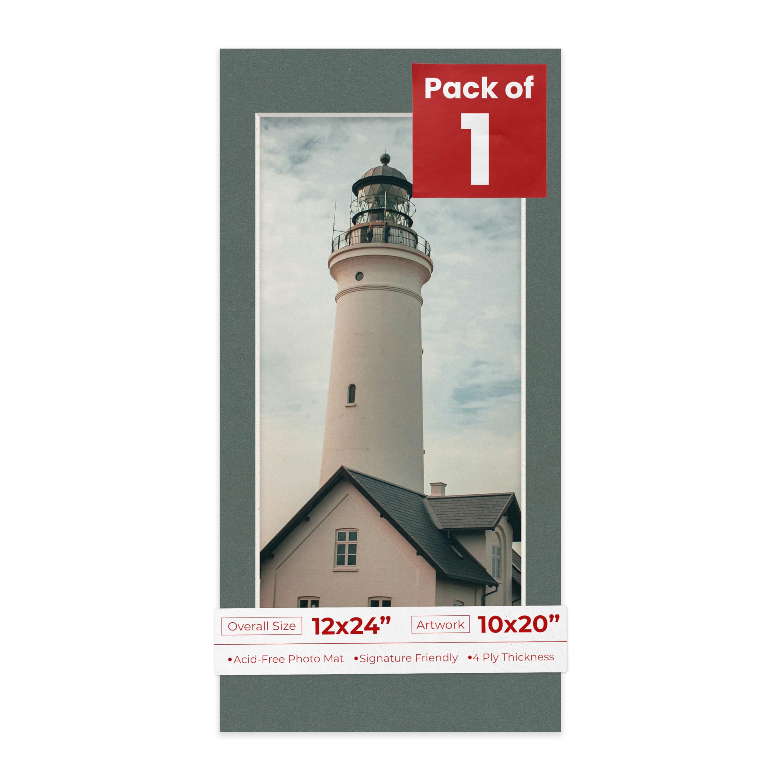 12x24 Mat Bevel Cut for 10x20 Photos - Acid Free Charcoal Grey Precut Matboard - For Pictures, Photos, Framing - 4-ply Thickness-image-39