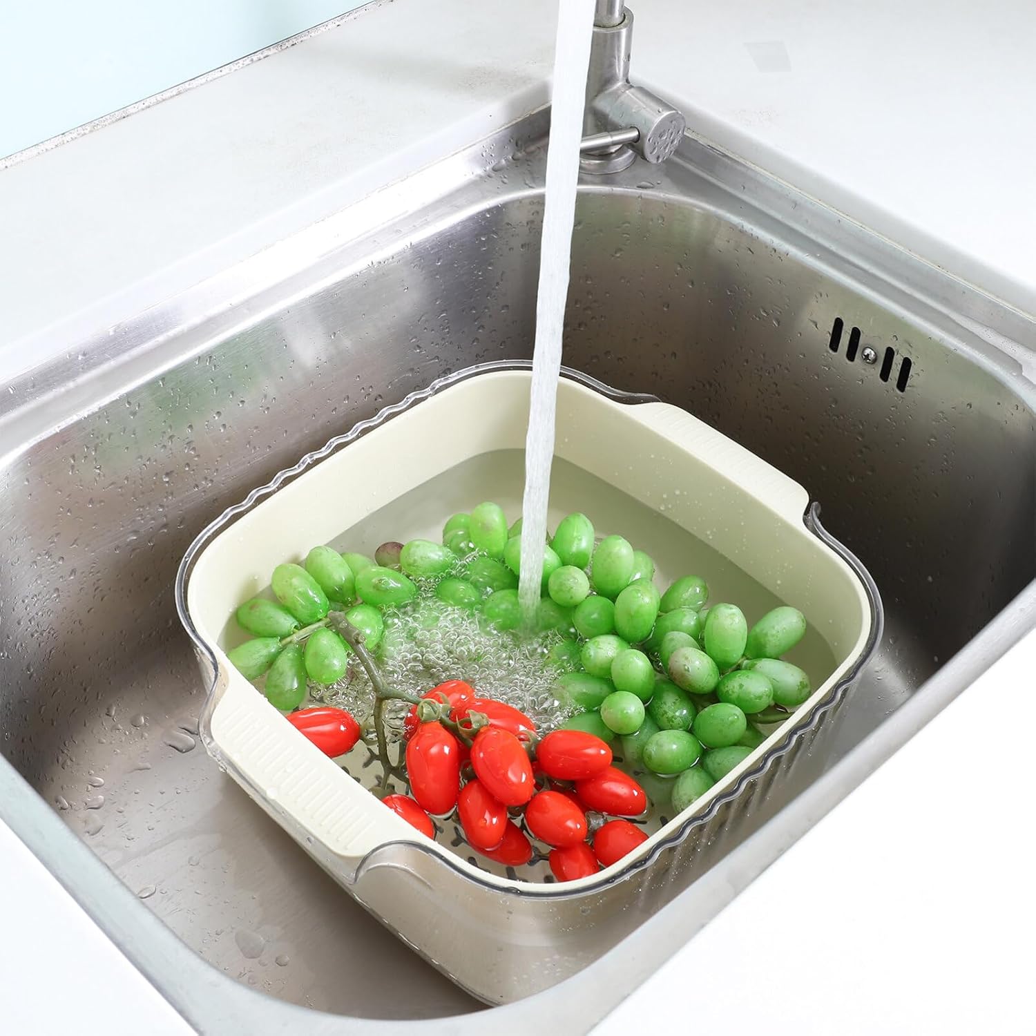 Luxshiny 1set Fruit and Vegetable Strainers Thick Plastic Colanders with Side Handles Convenient Drainage and Storage for Kitchen Use Multi-purpose Wash and Dry Baskets