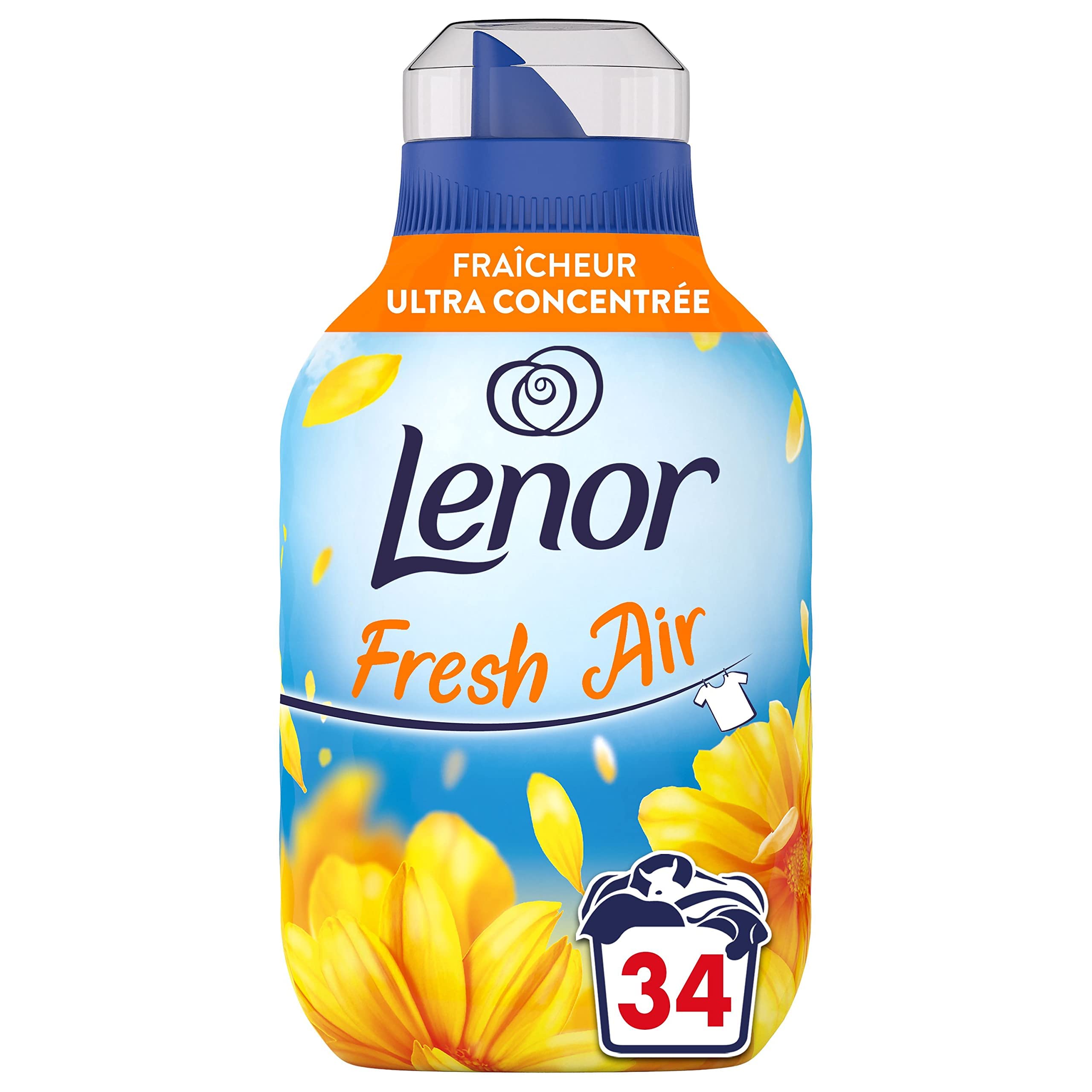 Lenor Air Frais Adoucissant 6x34 Lavages, Rayons de Soleil - Fraîcheur Ultra Concentrée - Bouteille Recyclée