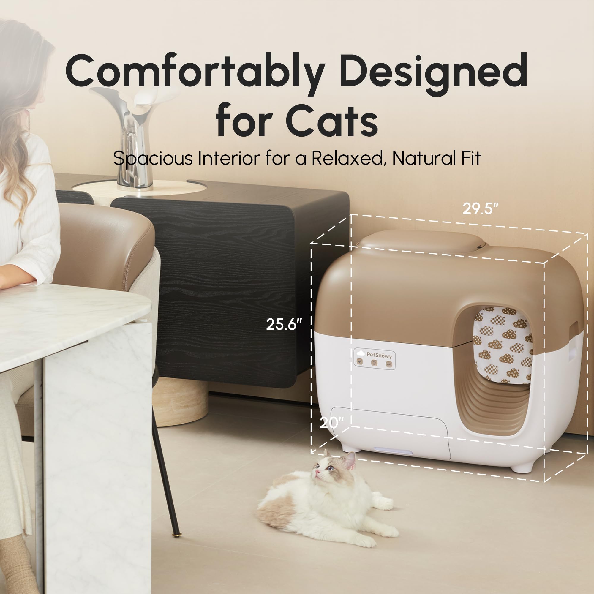 PetSnowy Snow+, lettiera automatica per gatti, autopulente, meno odore, tracciamento minimo
