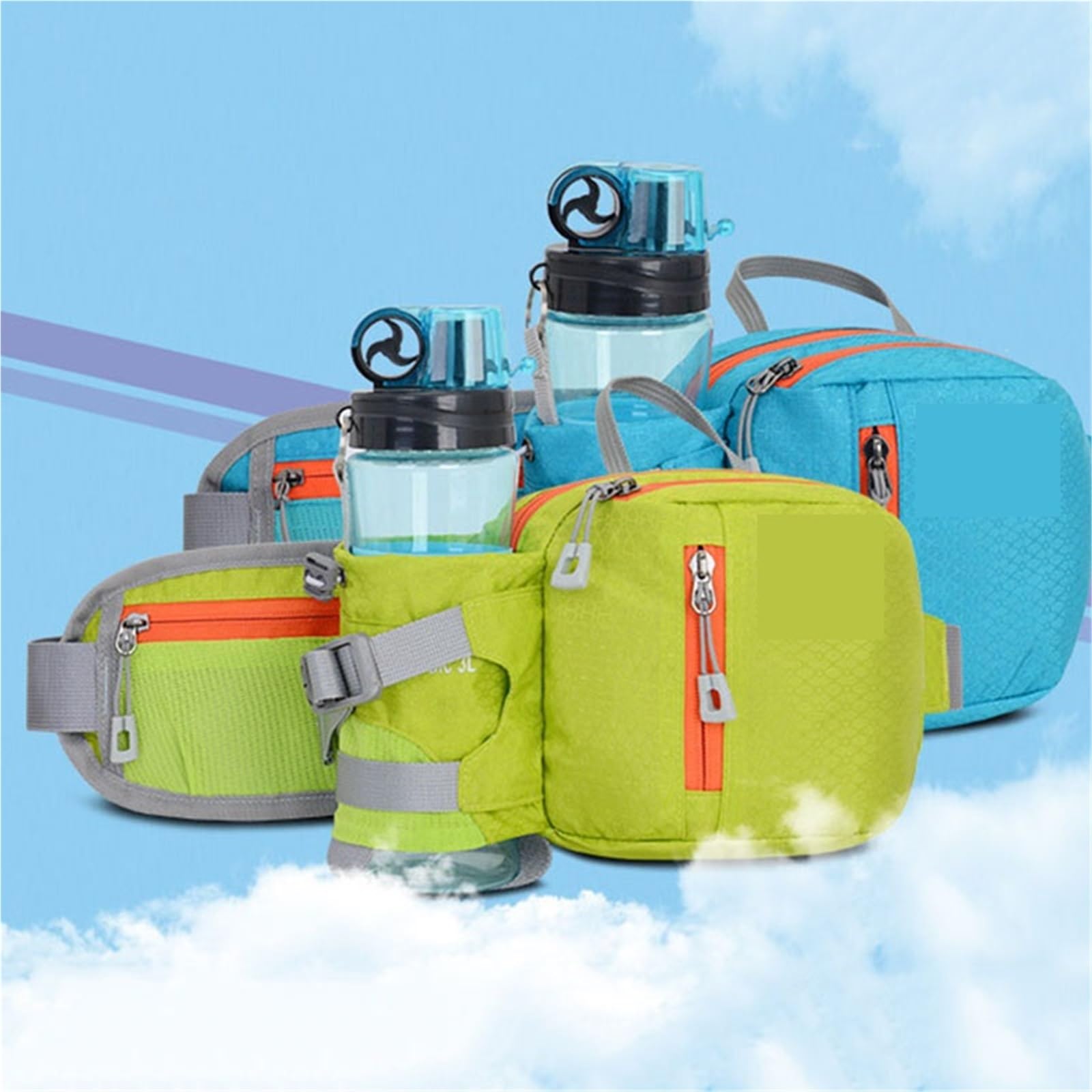 Bolsa for Correr, riñonera Exteriores, maratón, Gimnasio, Deporte, Fitness, Bolsa Botella de Agua, Montar, Ciclismo, Bolsillo teléfono para Trotar(Green)