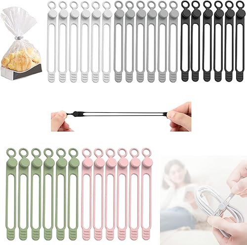 Organizador de cables de silicona, bridas para cables, organizador de cables reutilizable, organizador de cables para agrupar y sujetar cables de