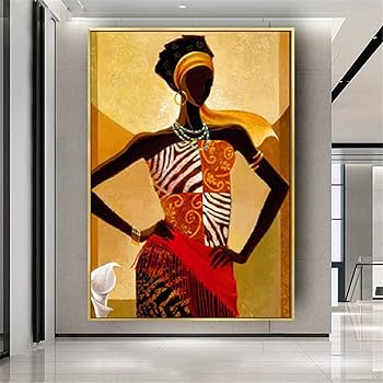 Amazon.co.jp: アフリカンアートキャンバス絵画、アフリカ黒人