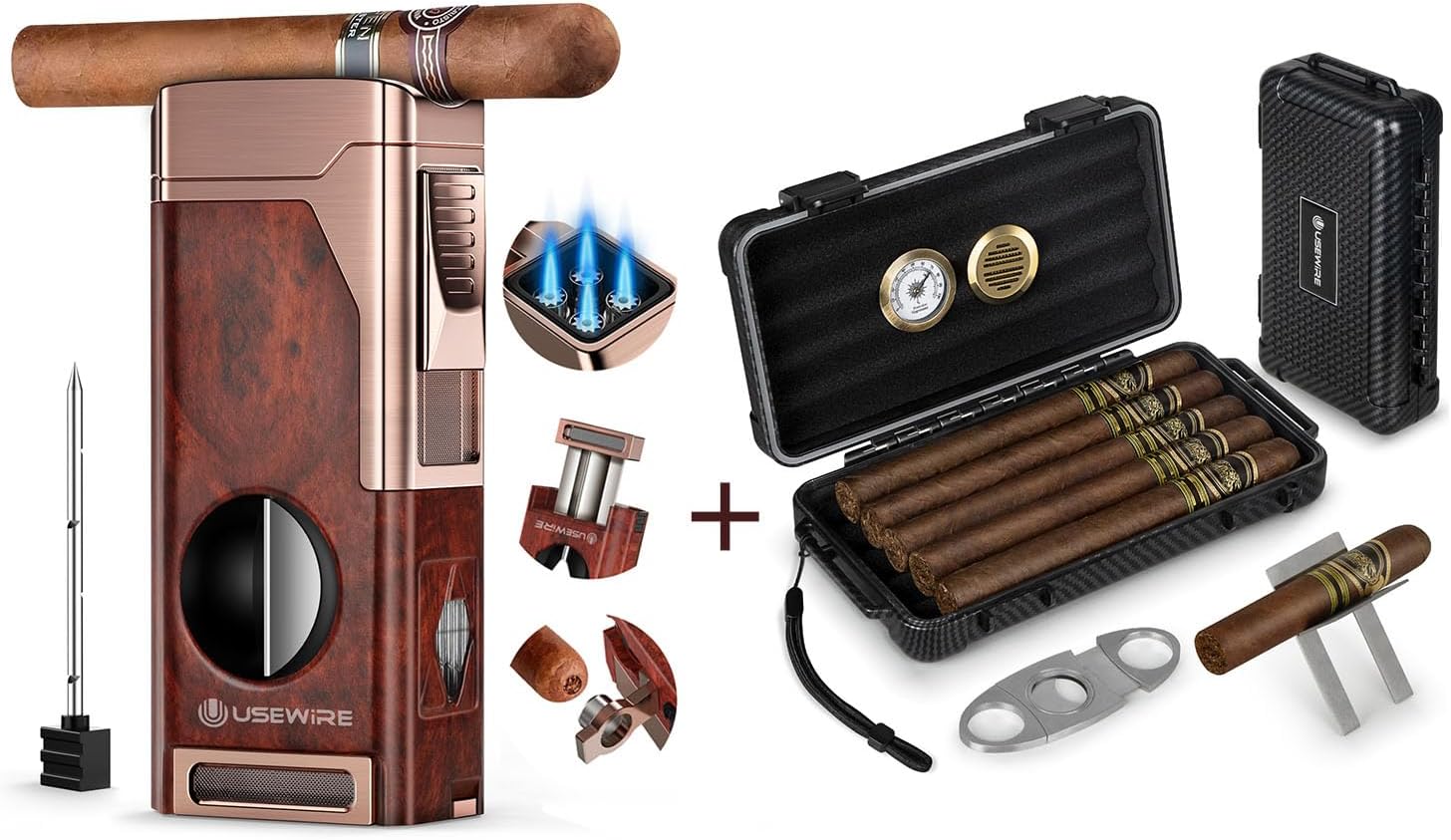 Torch Lighter & Cigar Travel Humidor