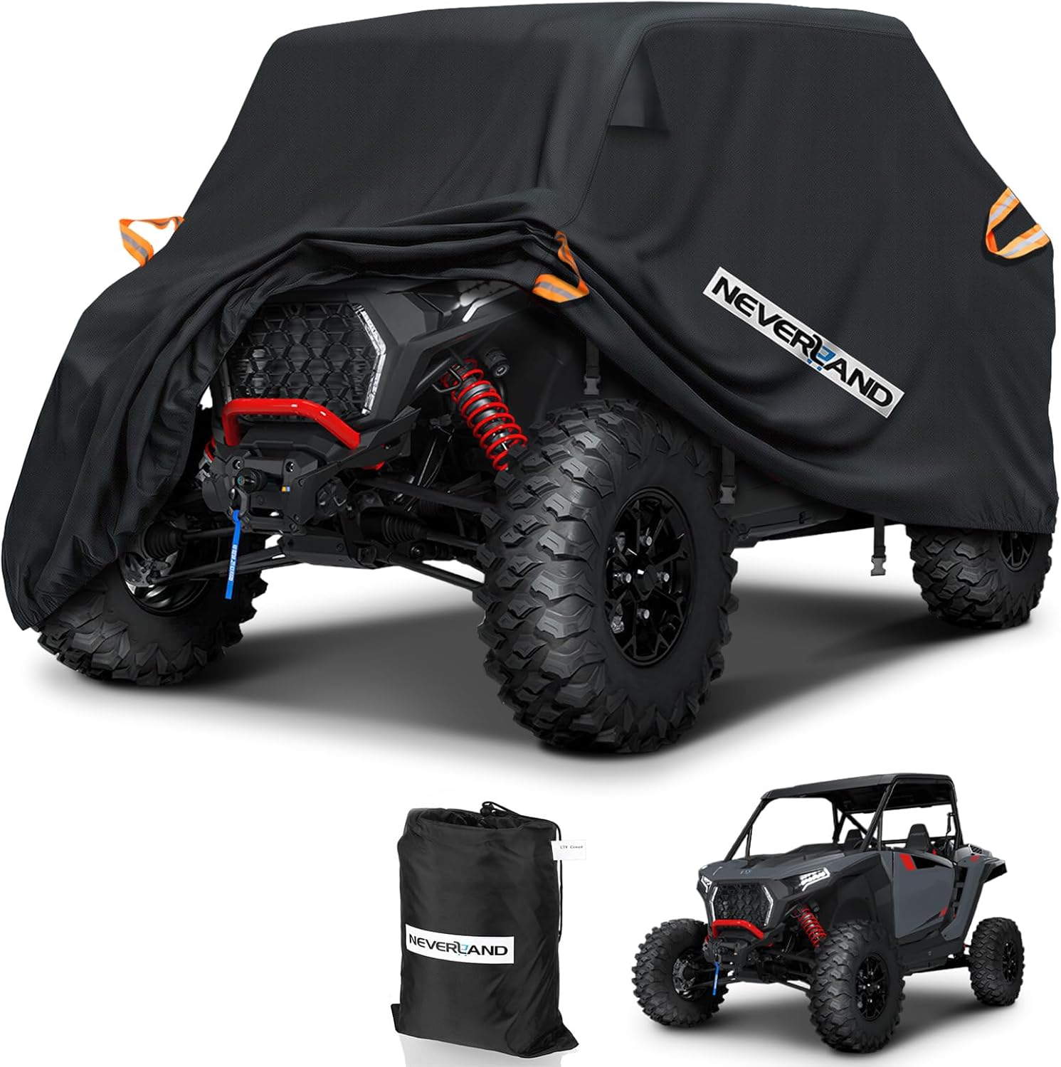 NEVERLAND UTV Cover Waterproof Outdoor - Oxford Cloth Compatible with Polaris Ranger RZR Yamaha Rhino Can-Am Commander Defender Honda Pioneer Sxs Teryx 2-3 Passenger Black (Up to 126”)