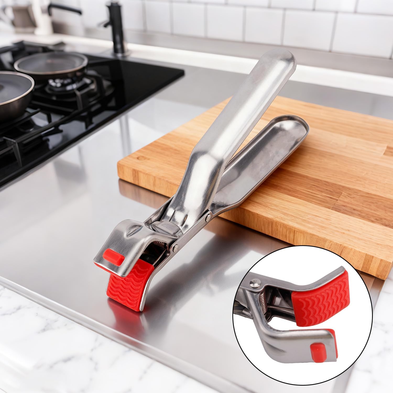 Hot Plate Gripper, Stainless Steel Multifunctional Hot Bowl Dish Holder Gripper Anti Scalding Clips Practical Kitchen Air Fryer Tongs Utensil Accessories for Bowls Pans Oven Steamer Microwave