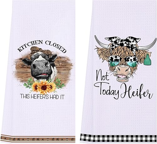 Regalos divertidos de vaca, lindas toallas de cocina de vaca, toallas de cocina de granja, decoración divertida de vaca, toallas de plato de vaca,