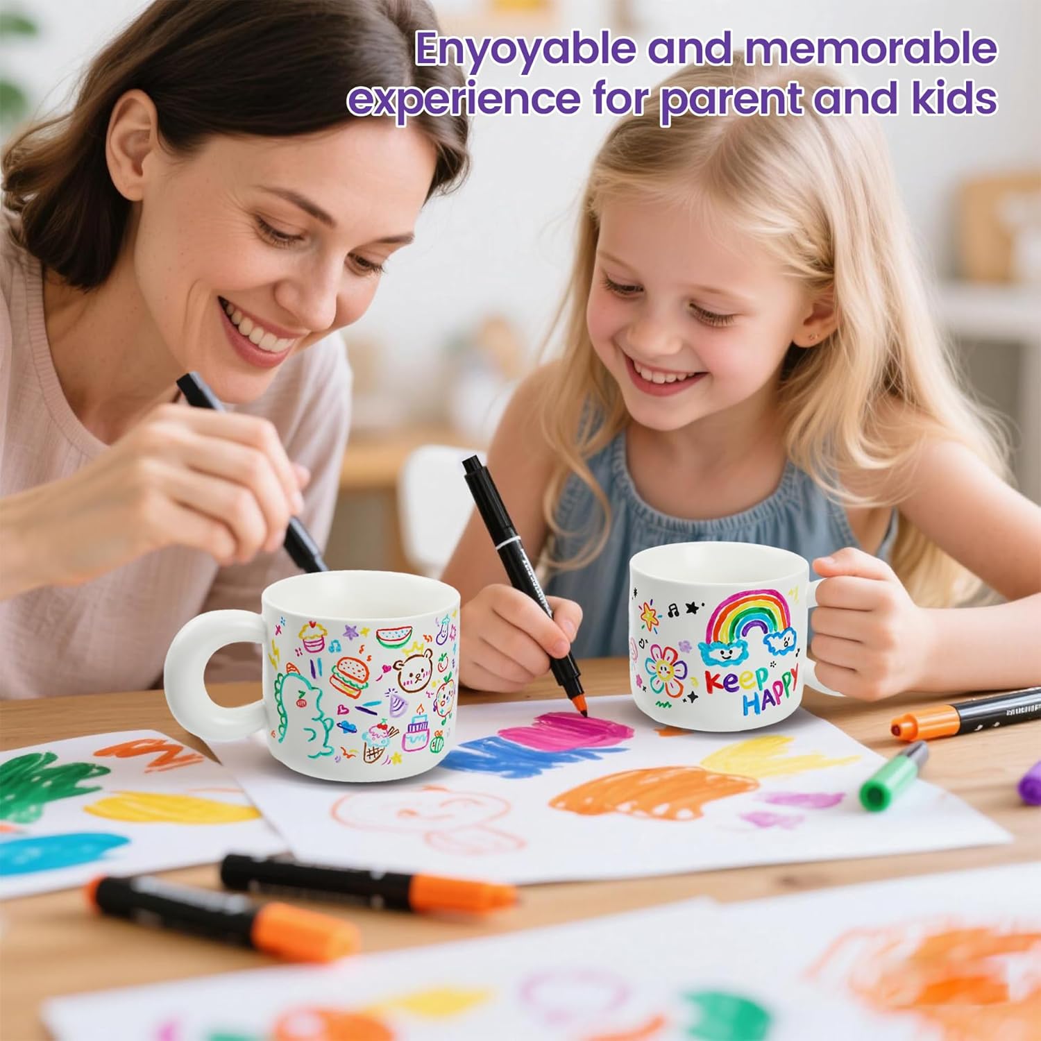 Paint Your Own Ceramic Mug Kit - DIY Ceramic Painting Kit for Adults Kids, Paintable Ceramic Mug Decorating Set, Custom Mugs Design Your Own, Ceramic Painting Kit Includes Mug, Paints, Manual - Image 6