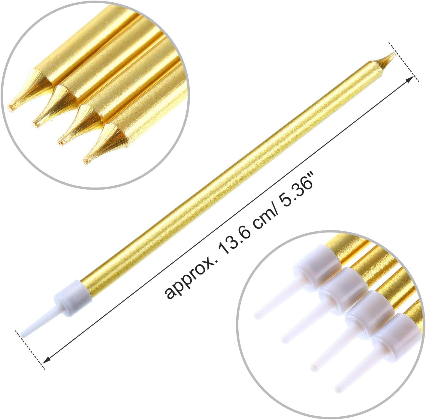 Blulu 50 Pieces Long Thin Birthday Cake Candles Tall Skinny Cupcake Candles in Holders for Birthday Parties Wedding Decorations Party Supplies(Gold,Long)