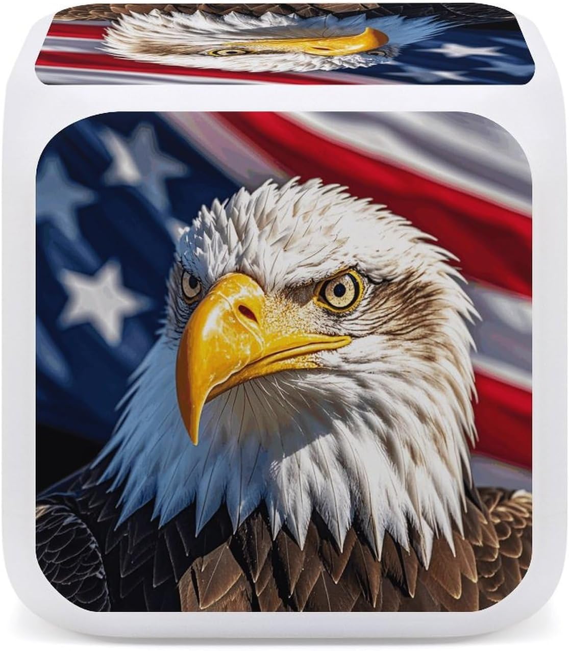 Bald Eagle with Flag Alarm Clock Night Light Alarms for Bedroom Smart Digital Alarm Clock LED Display Clocks with 7 Colorful Ambient Lights Sleep Timer for Heavy Sleepers Simple Operation image 5