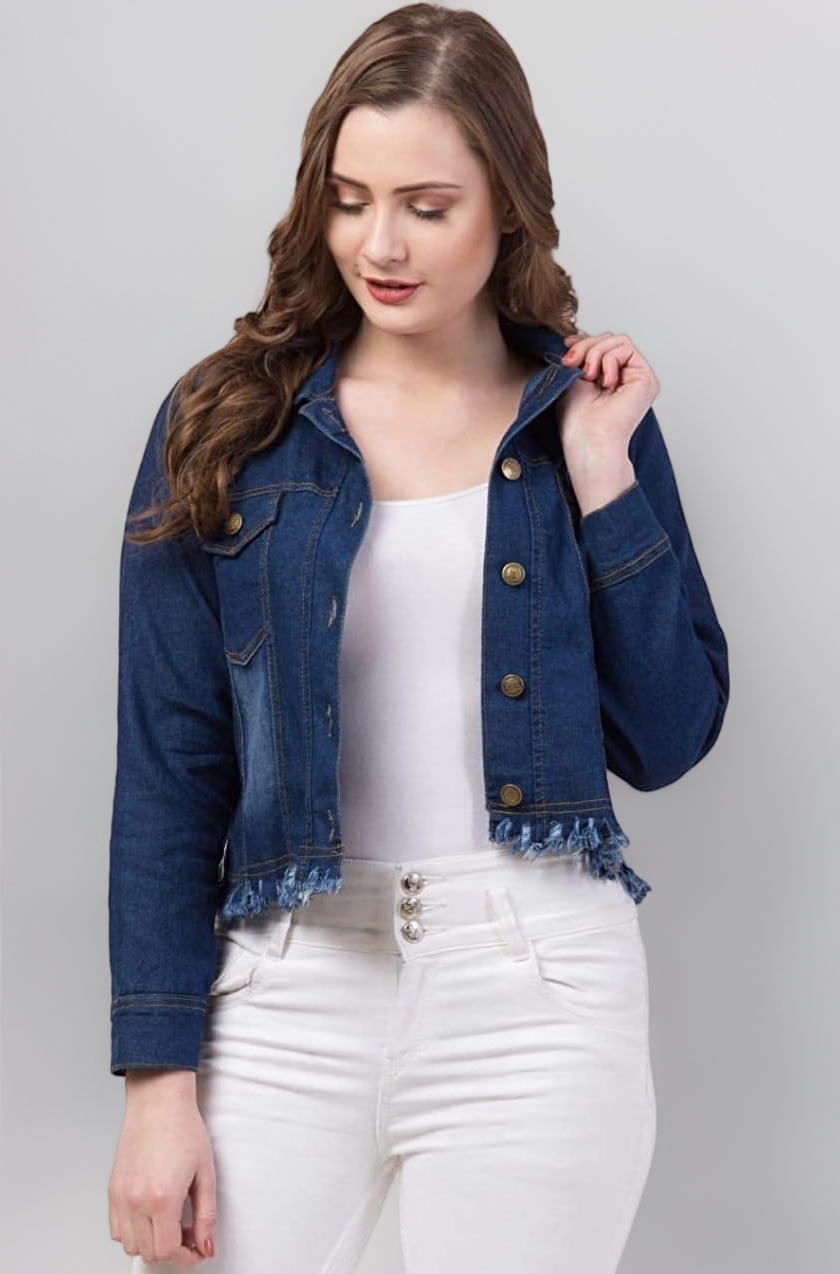 FUNDAY FASHION Women Denim Standard Length Full Sleeve Solid Jacket