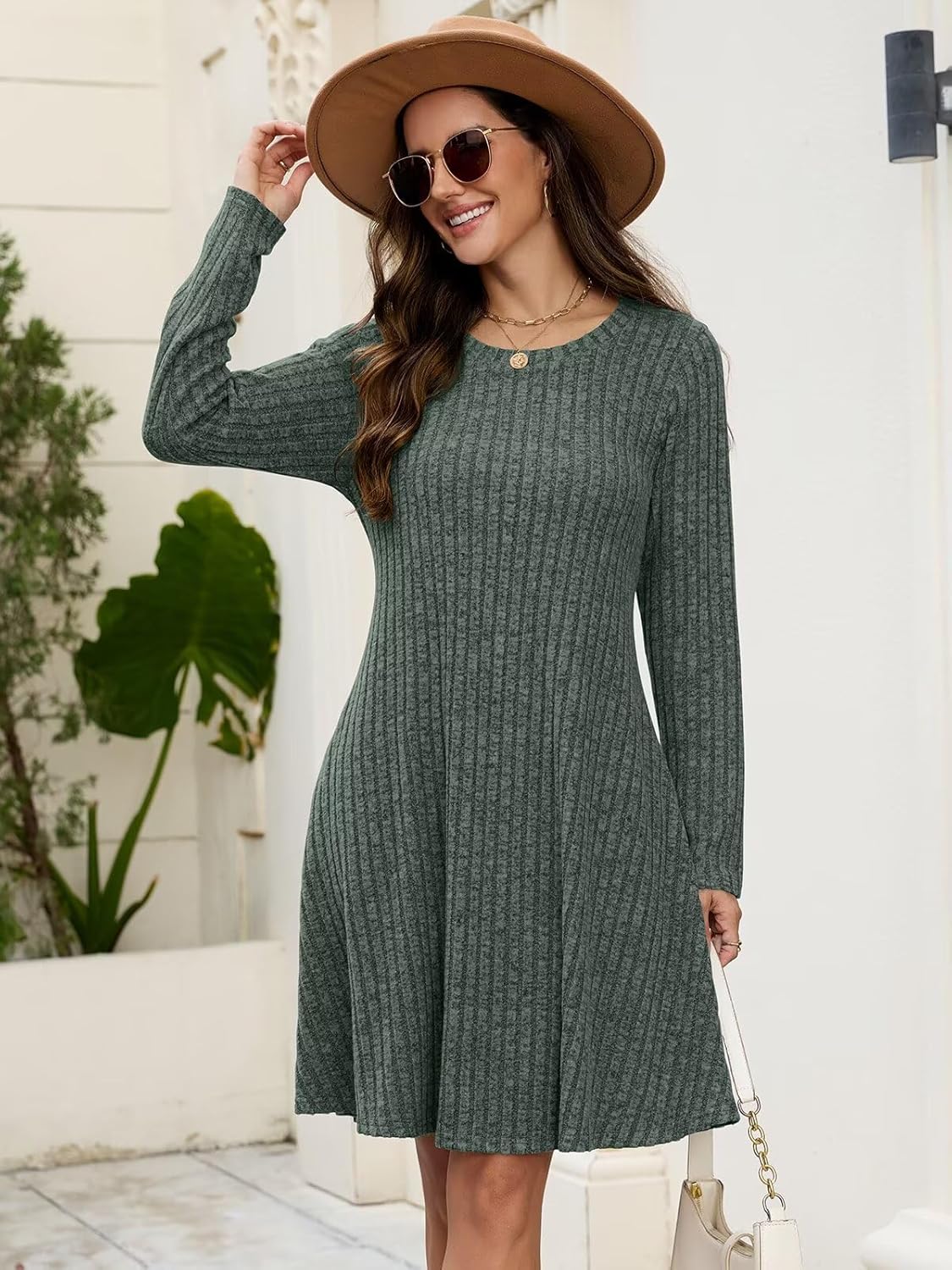 BELAROI Plus Size Sweater Dress Casual Long Sleeve Fall Winter Dresses with Pockets - Image 5