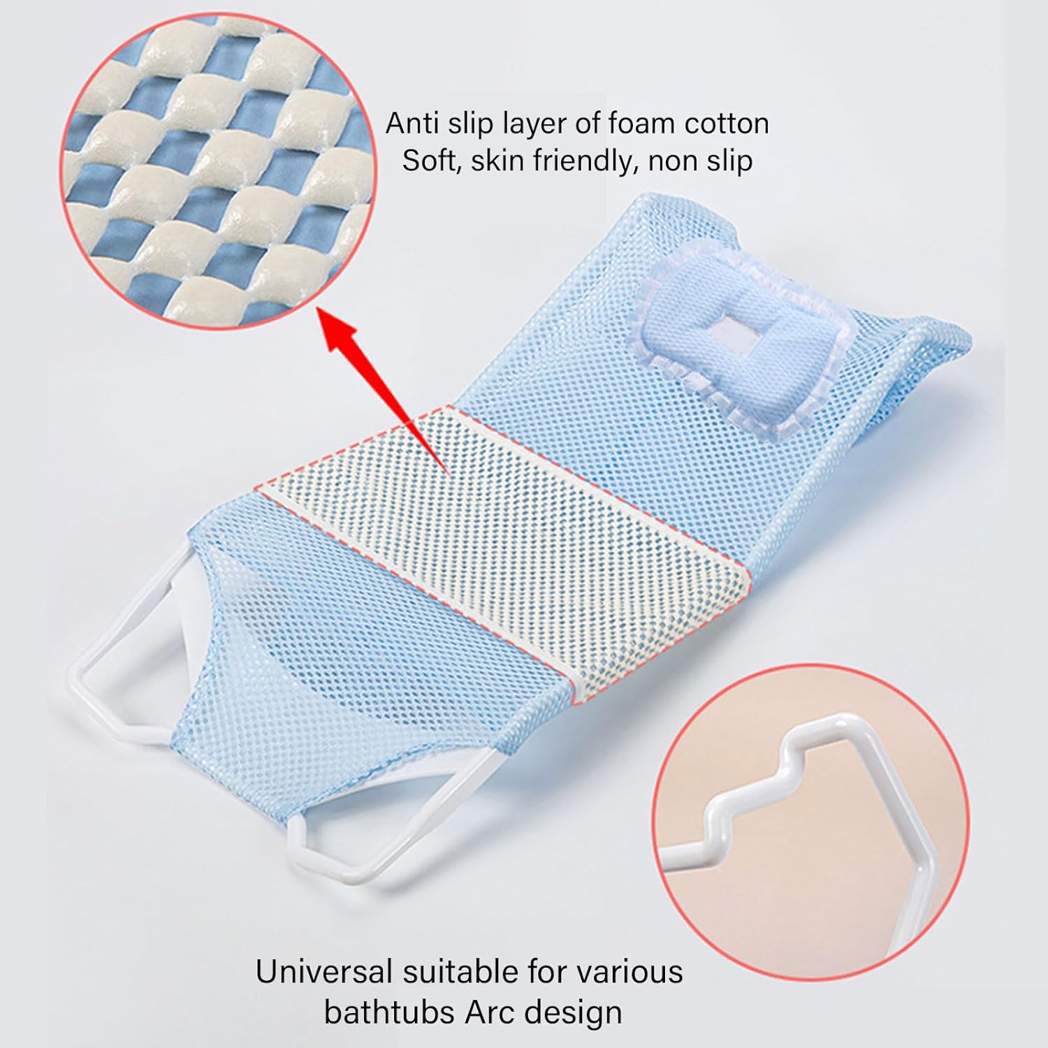 Comfortable Shower Bath Tub Infant Bath Pad Baby Bath Net for Toddler Newborns 0-6 Months