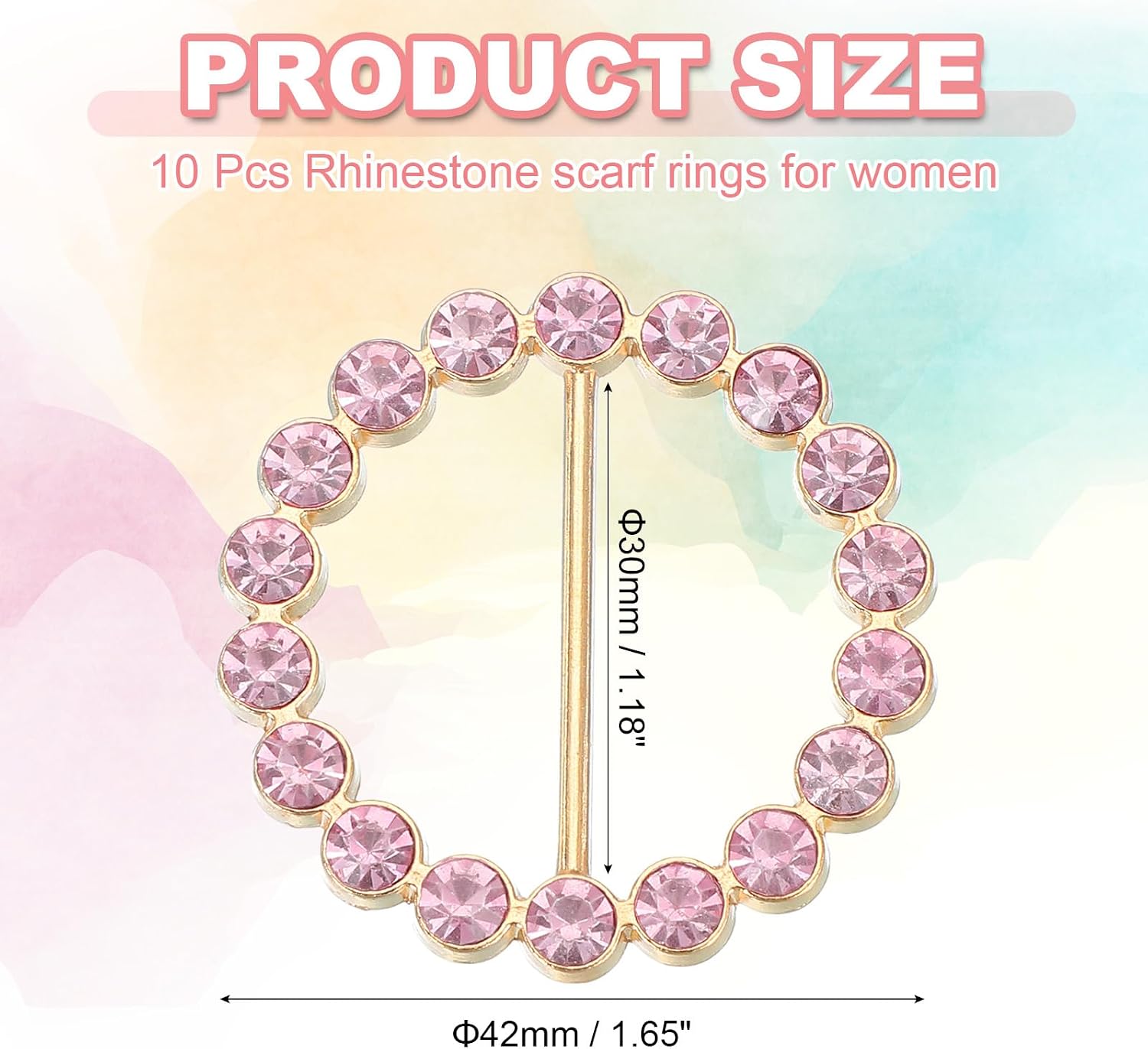 PATIKIL Silk Scarf Ring Clip Bling Rhinestone T-Shirt Clips Tie Waist Knotted Buckle Rings Metal Circle Buckles for Women Fashion Scarves Hat Decor Wrap Holders image 2