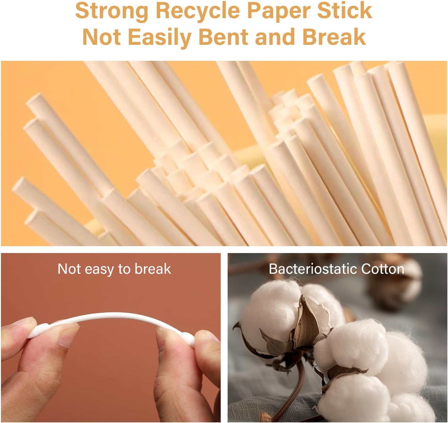 WUTA 100 Pcs Cotton Swabs,Double Pointed Cotton Swabs,Precision Tips Cotton Swabs for Dying Leather Edge Finish DIY Painting Apply Glue Craft Tool