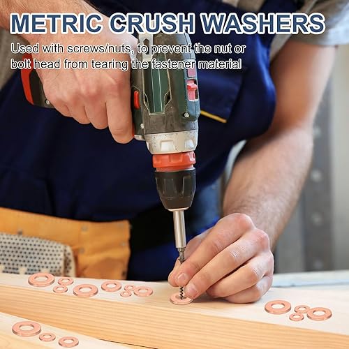 Miniatura 5 de MECCANIXITY 20 arandelas planas de cobre M8, 0.315 x 0.709 x 0.079 in, junta plana mejorada, sellado métrico, arandelas de anillo de aplastamiento