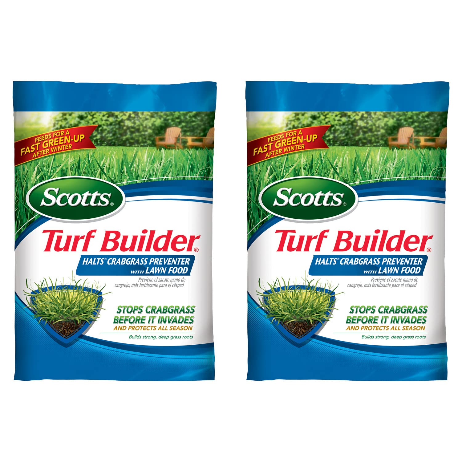 Scotts Turf Builder Halts Crabgrass Preventer with Lawn Food - Pre-Emergent Plus Fertilizer, 15,000 sq. ft. (2-Pack)