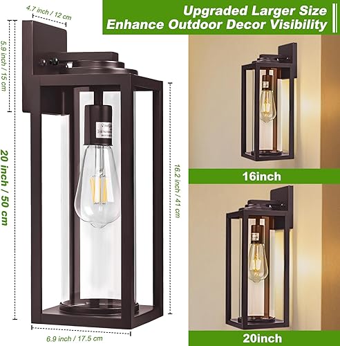 Miniatura 9 de Oil Rubbed Bronze Dusk to Dawn Outdoor Wall Light Fixtures - 2 Packs Exterior Waterproof Outdoor Lighting, Farmhouse Porch Sconces Wall Mounted