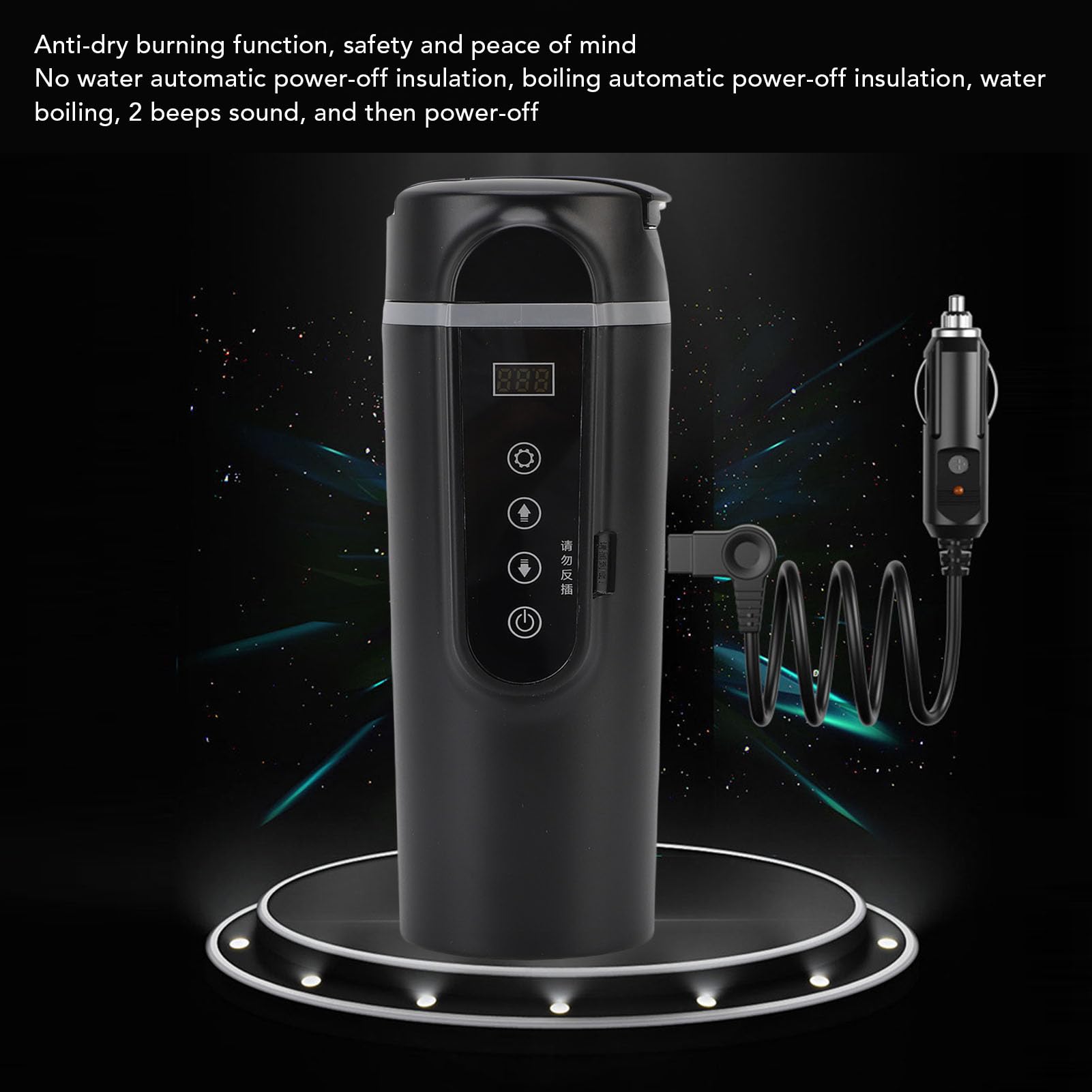 Hervidor Eléctrico Portátil para Coche, Taza Calefactora para Coche de 500 Ml, 12 V, 24 V, Mini Caldera de Agua para Camión, Taza de Viaje con Calefacción, Calentador de Agua Pequeño