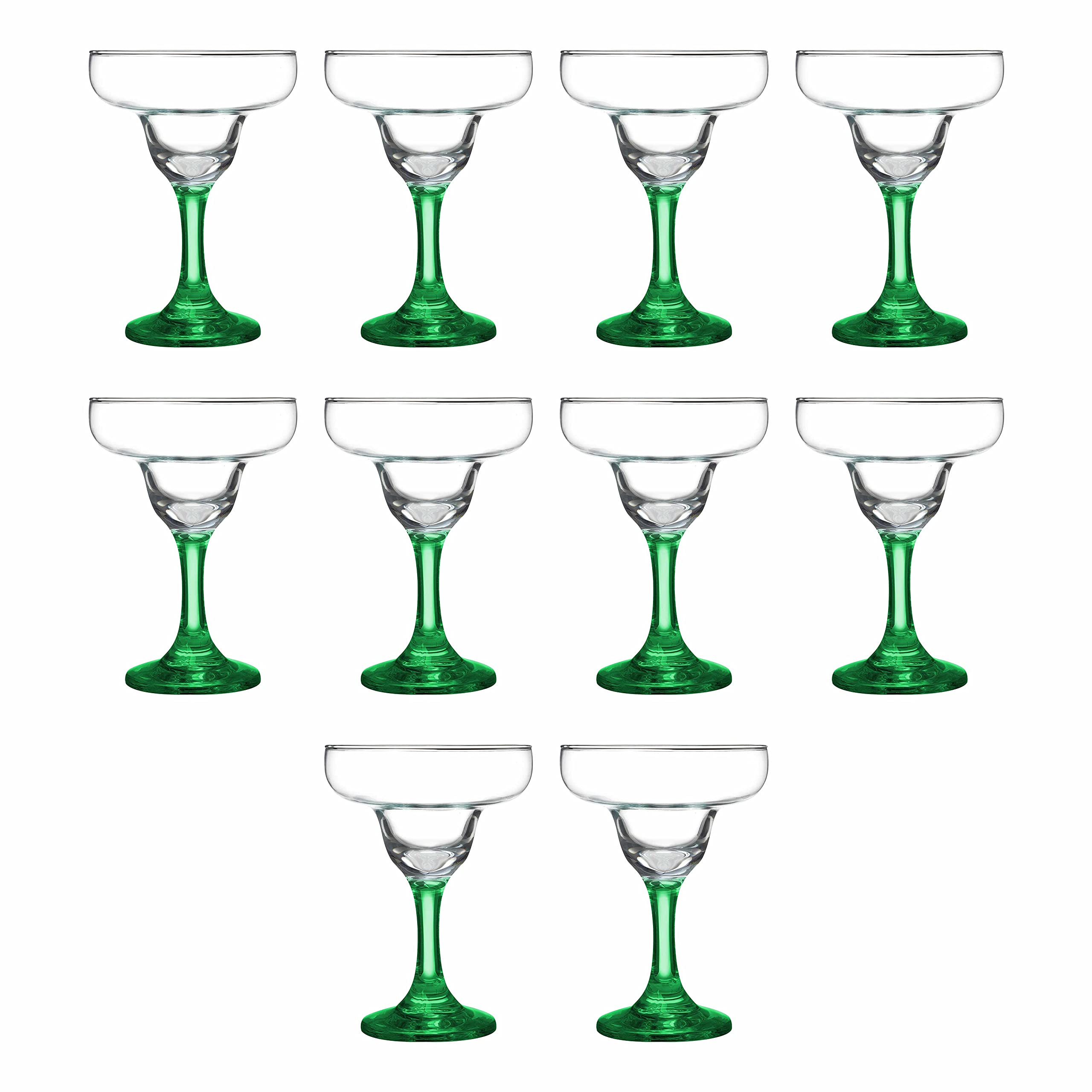 DISCOUNT PROMOS 10 Margarita Glasses Set, 9 oz. - Classic, Smooth, Barware, Glassware - Green