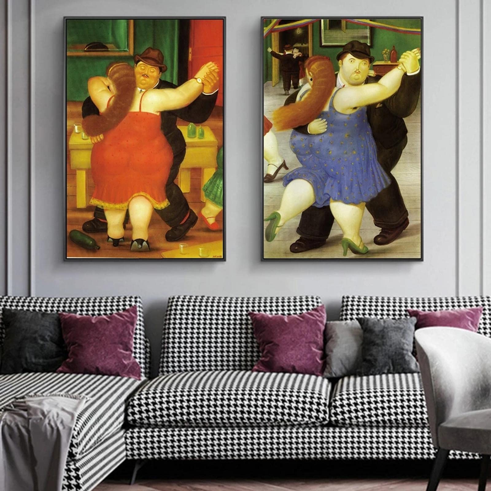 Guying Art Tela stampata I ballerini di Fernando Botero Famosa arte della pittura su tela Immagini per soggiorno Home Decor Poster 60x90cmx2 Senza cornice