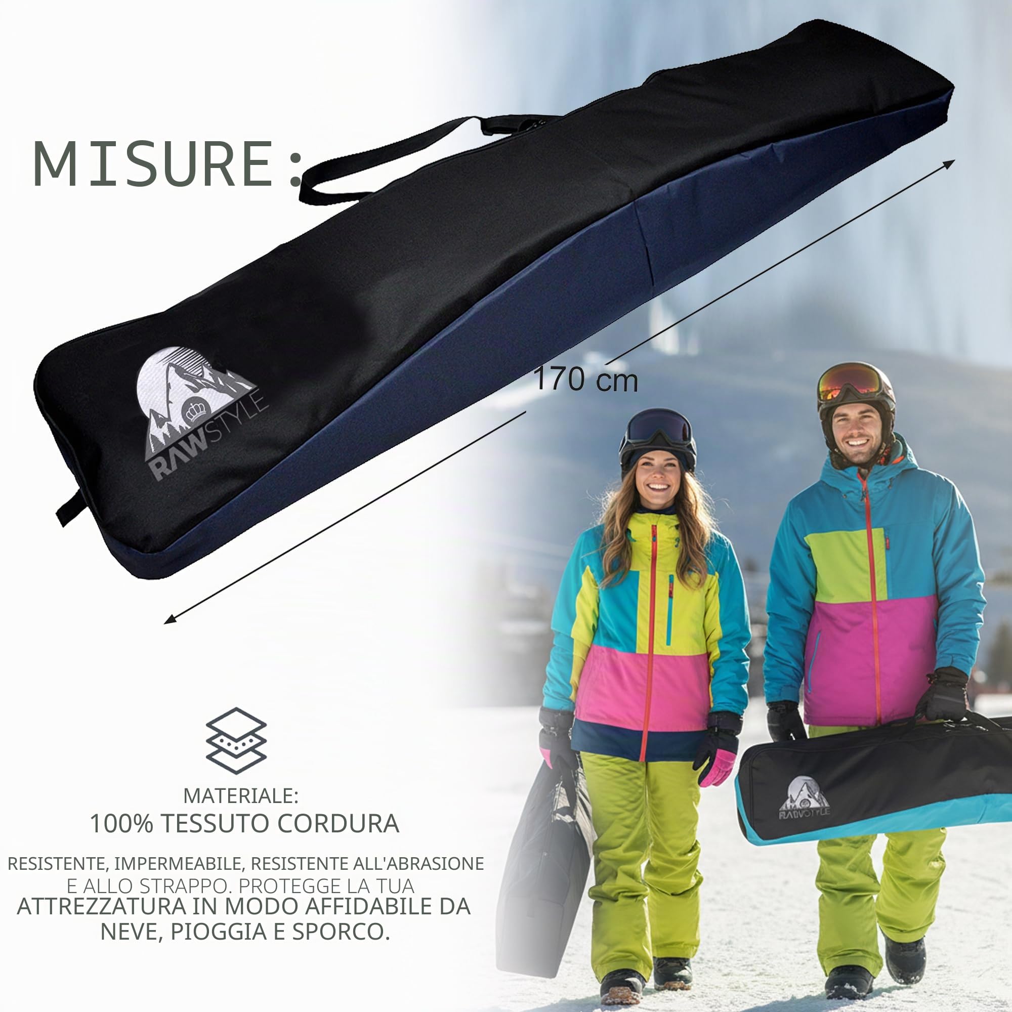 Rawstyle - Borsa per snowboard, 170 cm, XXL