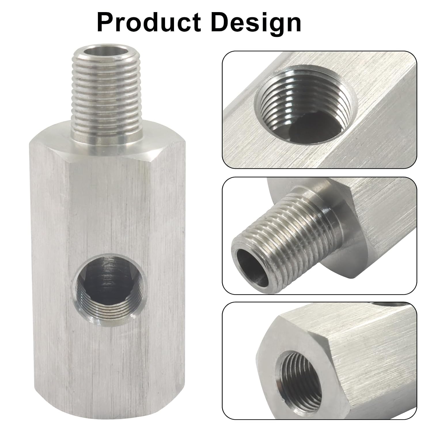 Murtenze 1/8 BSPT Oil Pressure Adapter Tee, Stainless Steel