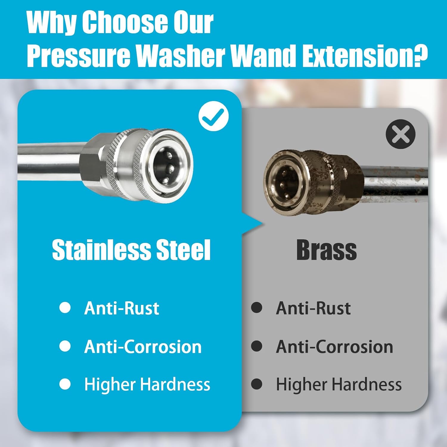 Car Pressure Washer Extension Wand, 21 Inch 20 Degree Power Extension Wand, Stainless Steel Pressure Washer Wand with Non-Slip Grip, Power Washer Wand Extension with 1/4” Quick Connect Plug 2 Pack