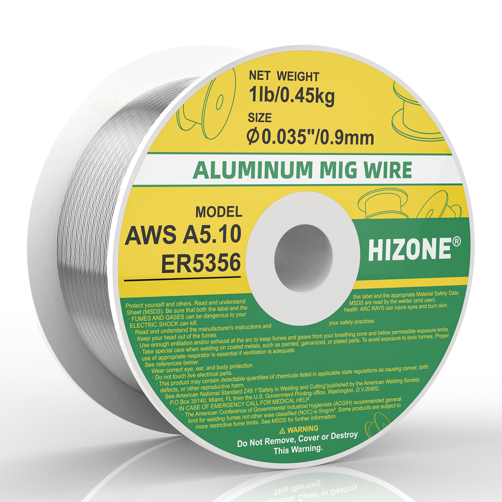 HIZONE Alambre de soldadura de aluminio, ER5356 .035 de diámetro, carrete de 1 libra, 1 unidad