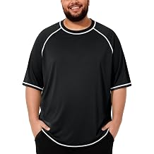 Roadbox Mens Big and Tall Swim Shirt, UPF 50+ Short Sleeve Rash Guard, UV Sun Protection Quick Dry Water T-Shirts for Beach