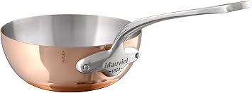 Mauviel MHeritage 150 S 1.5mm Polished Copper & Stainless Steel Chef Pan, And Cast Stainless Steel Handle, 2.1-qt, Made In France