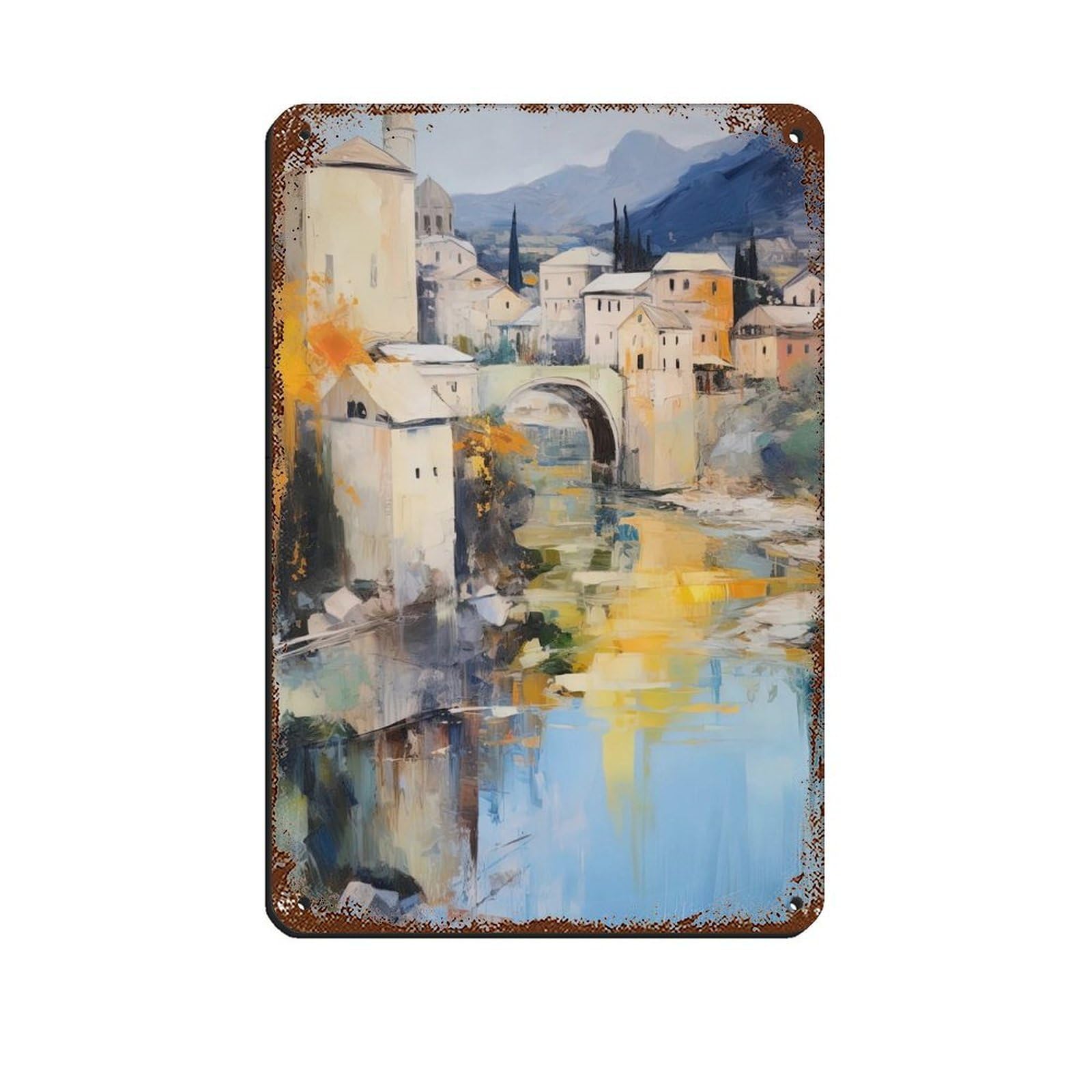 Peinture en fer Mostar : impression haute définition sur plaque métallique 20x30
