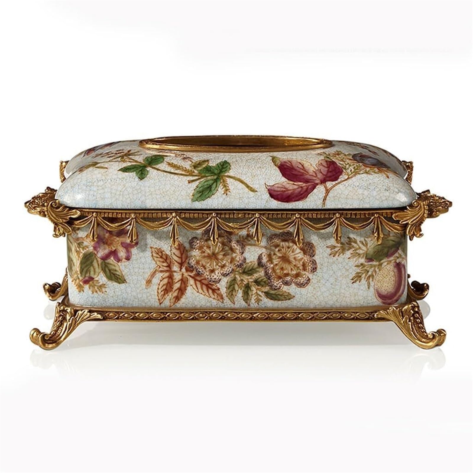 GTHTUHFD Organizer Tissue Holder Nordic Fashion Ceramic Inlaid Copper Home Living Room Desktop Decoration Tissue Box Pumping Paper Box Ornament Desktop Tissue Paper Holder