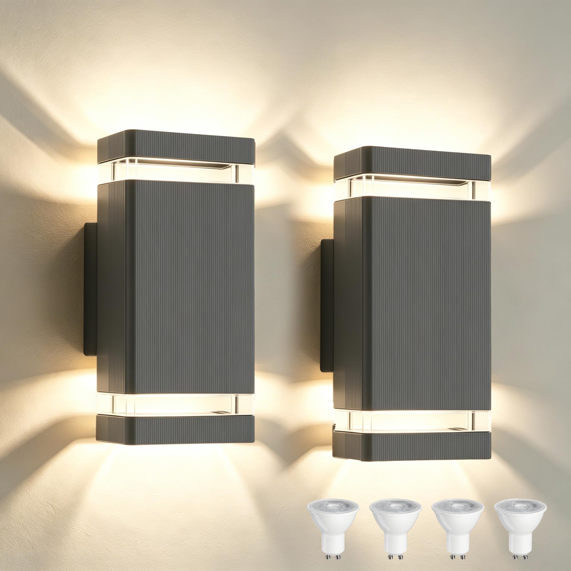 YOVGQOLV Outdoor Wall Lights Mains Powered Up Down Outside Lights GU10