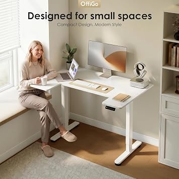OffiGo Height Adjustable Desk, U Shaped Standing Desk with 3 Memory Presets