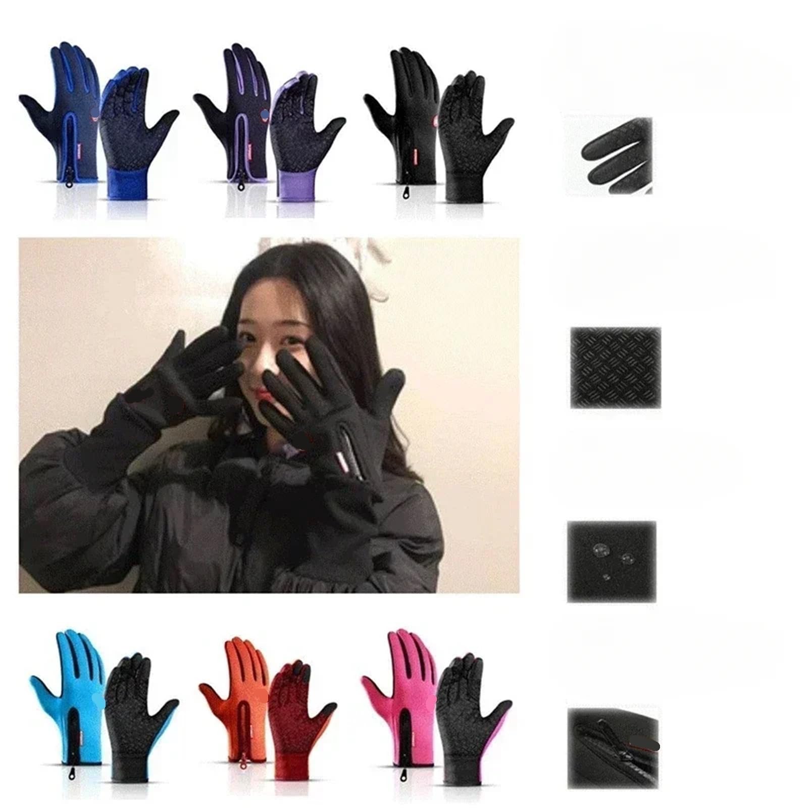 Gants d'escalade Gants de Moto for Hommes et Femmes, Coupe-Vent, antidérapants, Garde au Chaud, for Le Travail, Le Sport, Le vélo, Automne et Hiver pour Escalade(Rose Red,M)