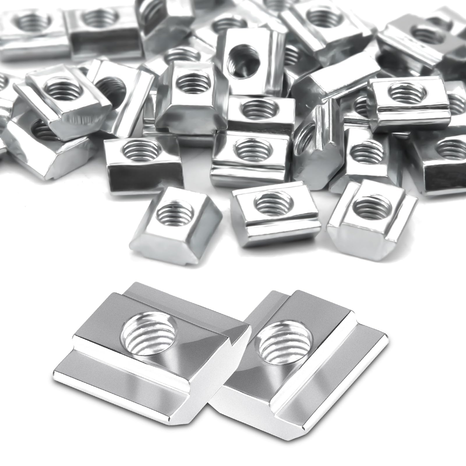 Pack of 80 T-Slot Nuts M5 20 Series T Nut Rail M5 T-Slot Nut Carbon Steel Sliding Nuts Heavy 6 Type B Sliding Nuts M5 for Aluminium Profile Extrusion Slot