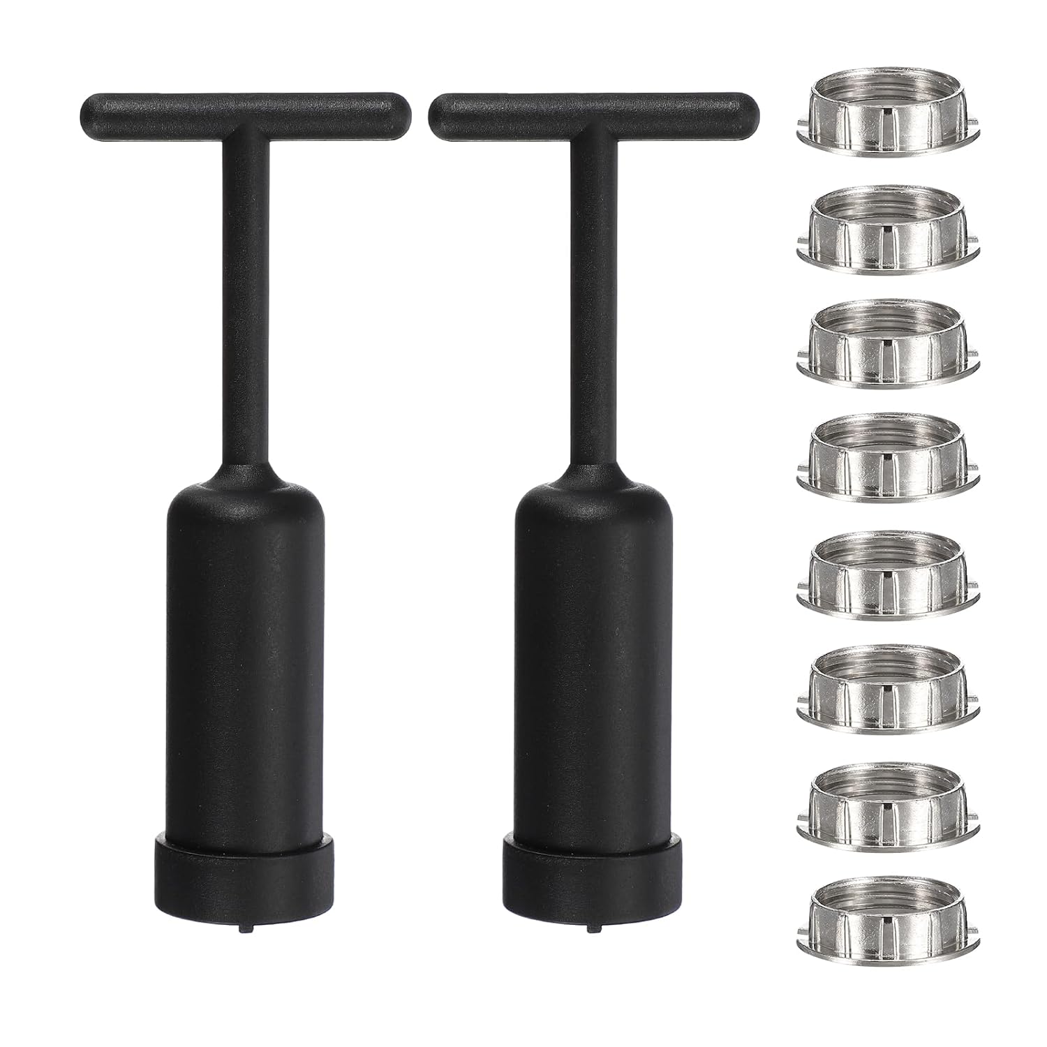 Light Socket Rings 8 Pcs, G9 Lamp Shade Holder Zinc Alloy Plastic Ring Replacement with Removal Tool for Lamp Shade Collar Ring Repairing Ring Tool, Silvery