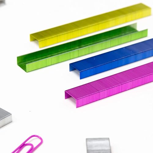 Miniatura 6 de BAZIC - Grapas estándar (266), color metálico, 3000paquete, grapas de tamaño estándar, varios colores, 4 paquetes