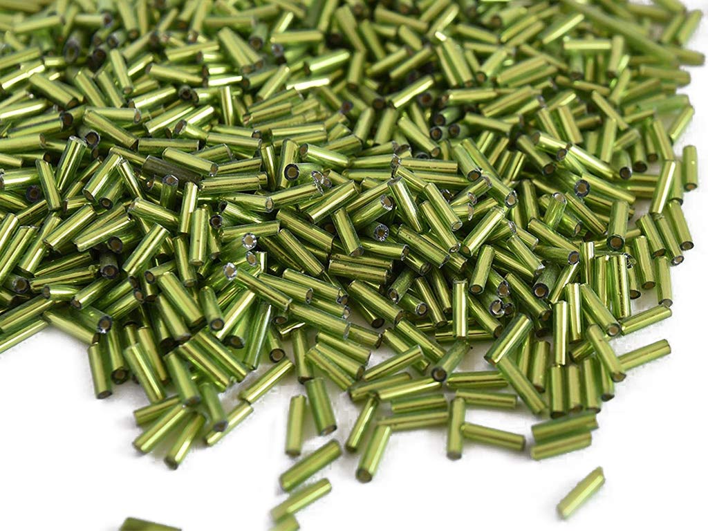 The Design Cart Silverline Peridot/Olive Green Pipe/Bugle Beads/Glass Seed Beads (9.0 mm) (100 Grams) Standard Quality, for Jewellery Making, Beading, Arts and Crafts and Embroidery.-image-20