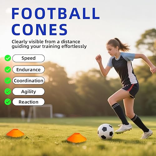 Miniatura 4 de Juego de equipo de entrenamiento de velocidad con escalera de agilidad de 20 pies, 4 obstáculos, 12 conos, cuerda de saltar, paracaídas para correr,