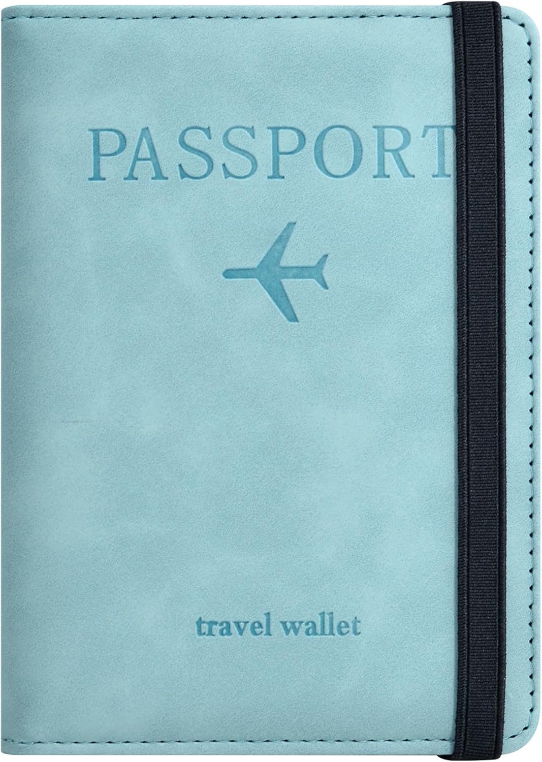 Passport Holder Cover with Credit Card Slot and Boarding Pass Slot Combo, Passport Wallet Case Book Travel Must Have, RFID Blocking Leather Travel Accessories (Sky Blue)-image-19