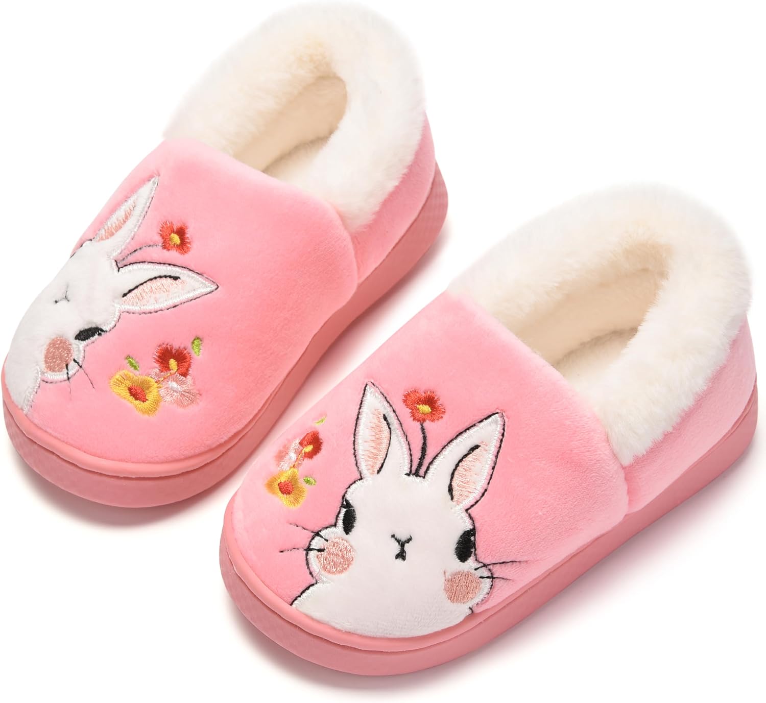 Ainikas Toddler Boys Girls Slippers Fluffy Little Kids House Slippers Warm Fur Cute Animal Home Slipper