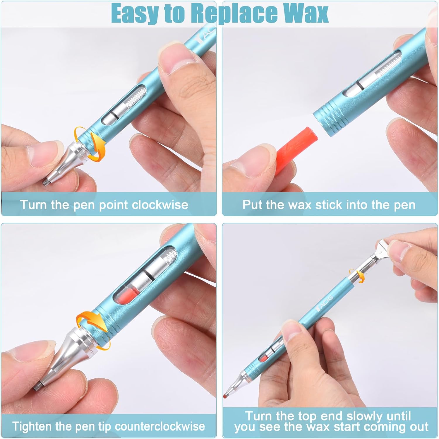 Diamond Art Pen Refillable Wax Pen for Diamond Painting, Metal 5D Diamonds Art Accessories Pens with a Multi Placer, Blue