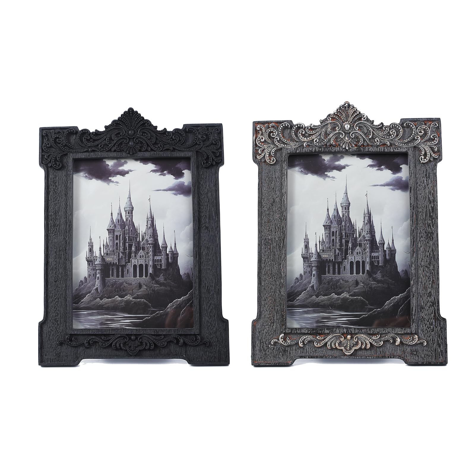 5x7 Gothic Picture Frame - Ornate Victorian Black Arch Design For Tabletop Or Wall, Vintage Decor
