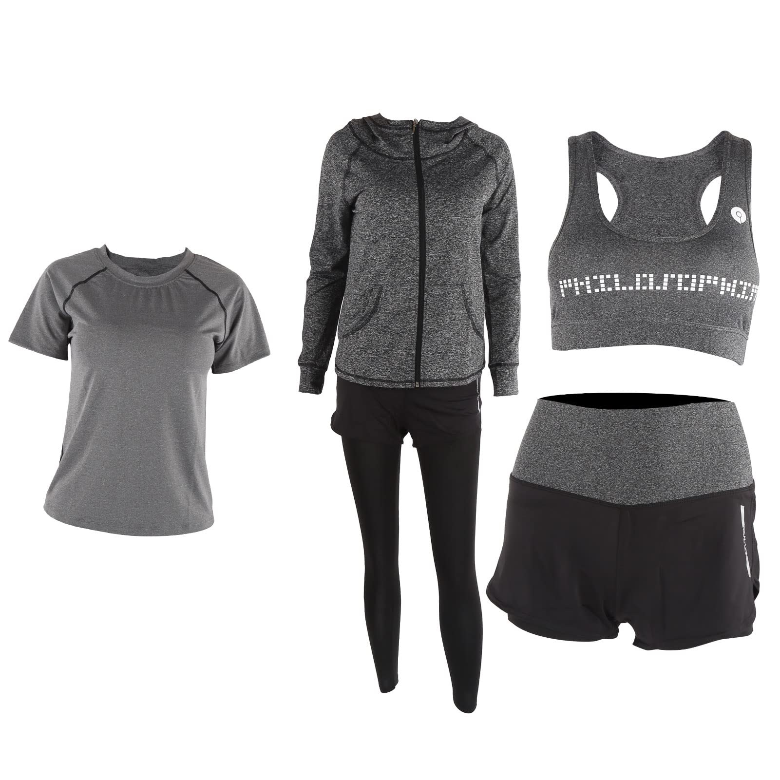 Set da Yoga da Donna 5 Pezzi, Comodo Abbigliamento Sportivo Elasticizzato per Yoga e Fitness, Materiale in Poliestere Ad Asciugatura Rapida, Adatto per L'allenamento e L'uso Quotidiano