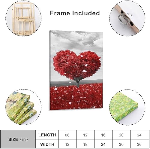 Miniatura 10 de Arte de pared romántico de amor rojo impresión artística de árbol de amor rojo para pared de baño arte decorativo para el día de San Valentín