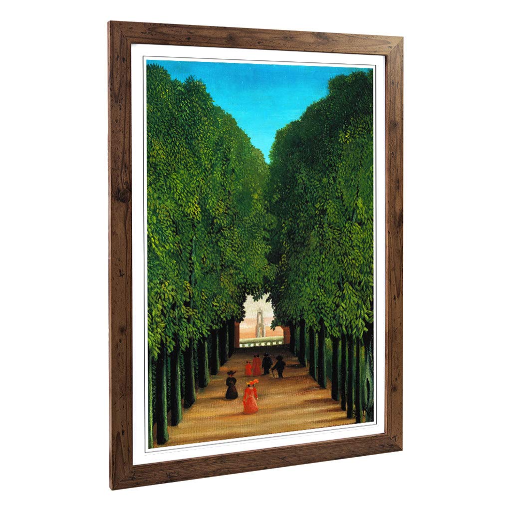 Big Box Art Framed Print of Henri Rousseau The Avenue in The Park Design | Wall Art Picture | Home Decor for Kitchen, Living Room, Bedroom, Hallway, Walnut, A2 / 24.5x18 Inch / 62x45cm